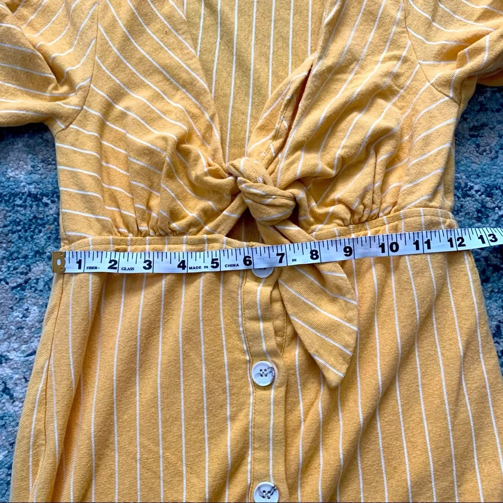MPC yellow stripe front tie midi dress